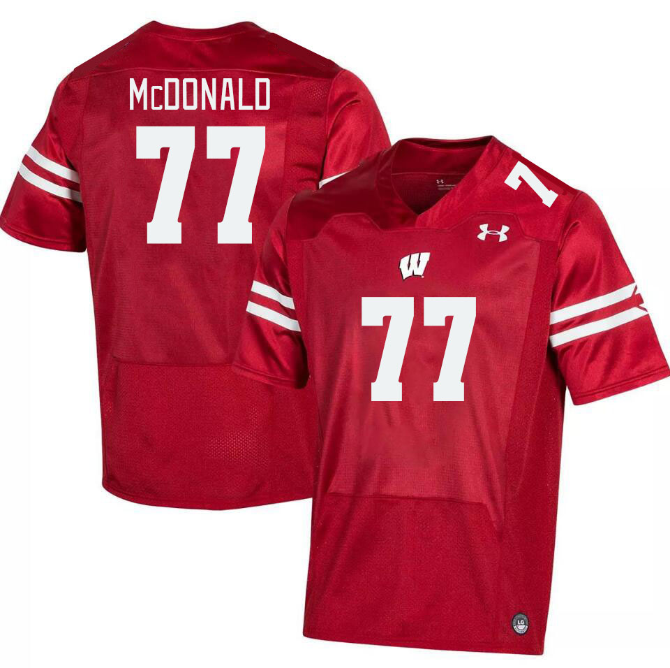 Men #77 Will McDonald Wisconsin Badgers College Football Jerseys Stitched Sale-Red - Click Image to Close